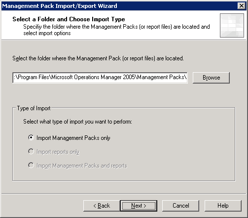 Management Pack Import/Export Wizard