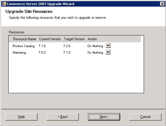 CS 2007 Upgrade Wizard: Upgrade Site Resources
