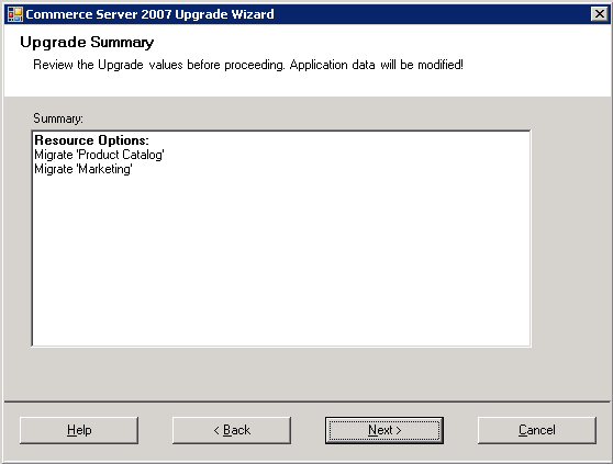 CS 2007 Upgrade Wizard: Upgrade Summary